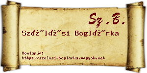 Szőlősi Boglárka névjegykártya